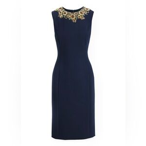 OSCAR DE LA RENTA Crystal-embellished wool-blend dress